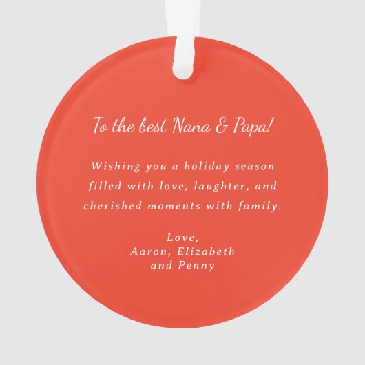 Helles Red Poinsettia und Grünes Weihnachtsfest Fo Ornament (Rückseite)