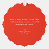 Helles Red Poinsettia und Grünes Weihnachtsfest Fo Ornament Karte (Rückseite)