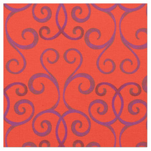Helles Red Wirbel Damask Weihnachtsmuster Elegant Stoff
