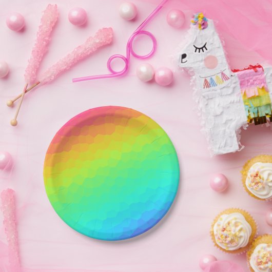 Helles Regenbogen-Design "Hartglas" Pappteller (Party)