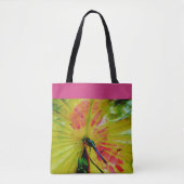Helles Regenbogen Dragonfly Rosa Lilienpolster w/ Tasche (Vorderseite)