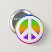 Helles Regenbogen-Friedenszeichen Button (Vorne & Hinten)