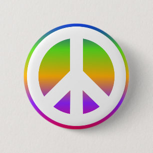 Helles Regenbogen-Friedenszeichen Button