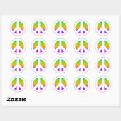 Helles Regenbogen-Friedenszeichen Runder Aufkleber (Blatt)