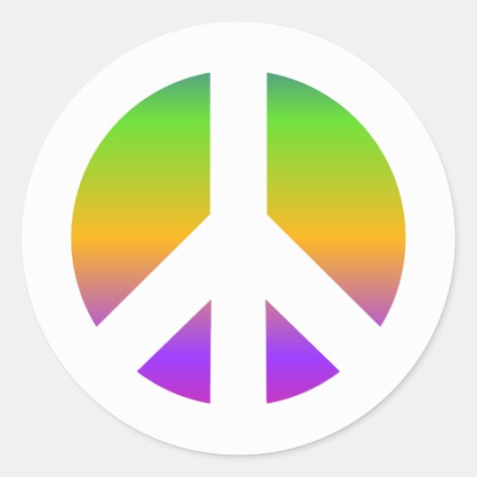 Helles Regenbogen-Friedenszeichen Runder Aufkleber (Vorderseite)