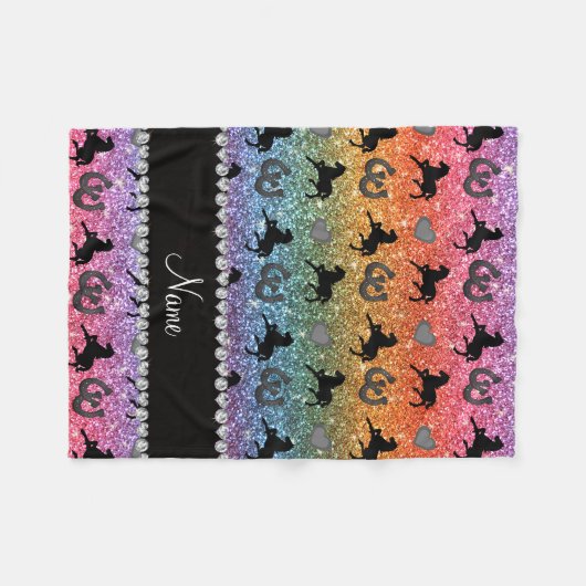 Helles Regenbogen-Glitterpferdeherznamenshufeisen Fleecedecke (Vorderseite (Horizontal))