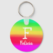 Helles Regenbogen Ombre Color Gradient Monogram Na Schlüsselanhänger (Vorderseite)