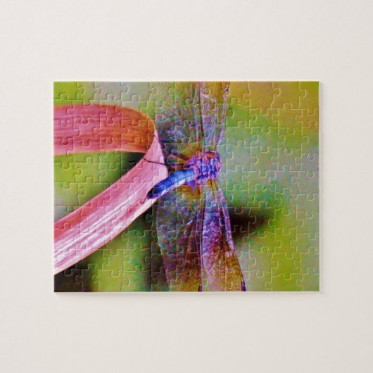 Helles Regenbogen Rosa Libelle Puzzle (Horizontal)