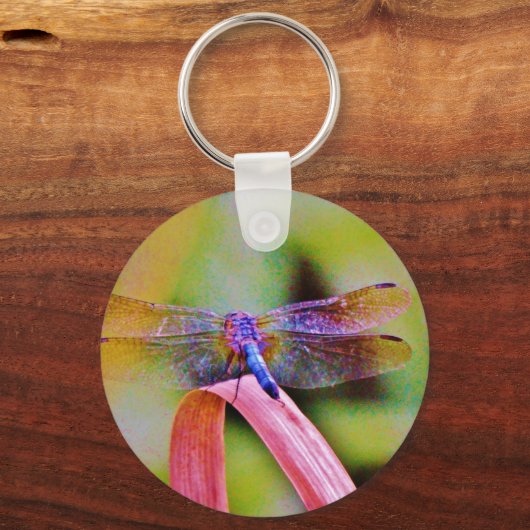 Helles Regenbogen Rosa Libelle Schlüsselanhänger (Vorderseite)