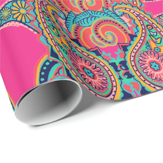Helles Regenbogen-Rosa Paisley Geschenkpapier (Rolleneckpunkt)