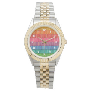 Helles Regenbogen Streifen Armbanduhr