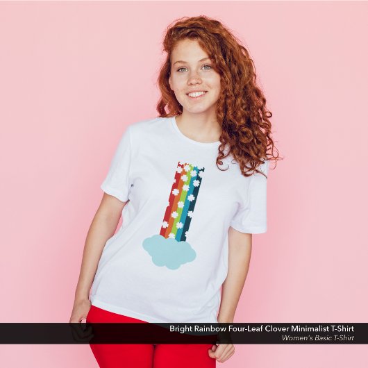 Helles Regenbogen Vier-Leaf Klee Minimalistisch T-Shirt