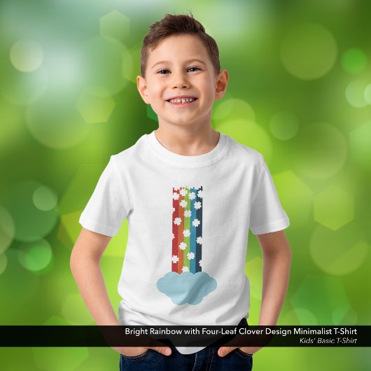 Helles Regenbogen Vier-Leaf Klee Minimalistischer T-Shirt