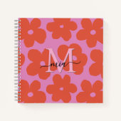 Helles Retro-Blumen-Monogramm-Notizbuch Notizblock (Vorderseite)