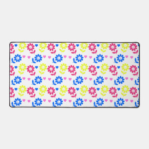 Helles Retro Floral Muster mit Herz Schreibtischunterlage