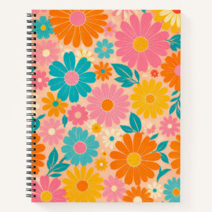 Helles Retro-Gänseblümchen-Blumen-Notizbuch Notizblock