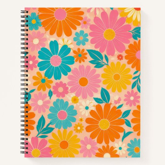 Helles Retro-Gänseblümchen-Blumen-Notizbuch Notizblock (Vorderseite)