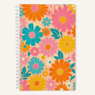 Helles Retro-Gänseblümchen-Blumen-Notizbuch Notizblock