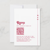 Helles Retro Hot Pink QR Code Monogram Wedding RSVP Karte (Vorderseite)