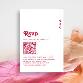 Helles Retro Hot Pink QR Code Monogram Wedding RSVP Karte