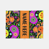 Helles Retro Paisley Pattern Individuelle Name Bla Fleecedecke (Vorderseite (Horizontal))