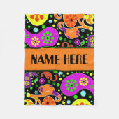 Helles Retro Paisley Pattern Individuelle Name Bla Fleecedecke (Vorderseite)