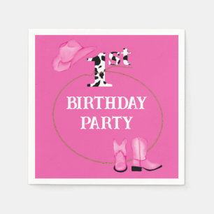 Helles Rosa 1. Geburtstag Party oder Benutzerdefin Serviette