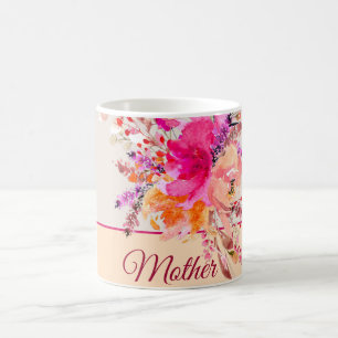Helles rosa Aquarell-Blumenmuster anpassbar  Kaffeetasse