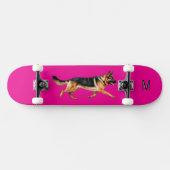 Helles Rosa Deutsche Schäferhund Bild Monogramm Skateboard (Horizontal)