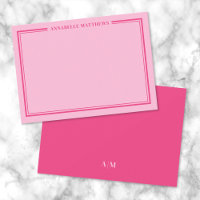 Helles Rosa Doppelrand Minimalistisches Monogramm