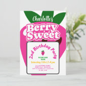 Helles Rosa Erdbeere Berry Süße Geburtstag Einladung (Stehend Vorderseite)