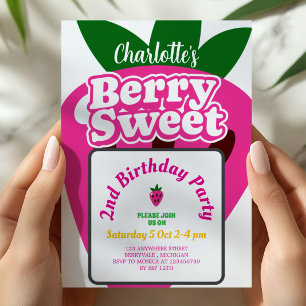 Helles Rosa Erdbeere Berry Süße Geburtstag Einladung