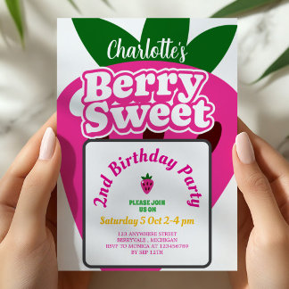 Helles Rosa Erdbeere Berry Süße Geburtstag Einladung