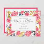 Helles Rosa Florals Save the Date Postkarte (Vorne/Hinten)