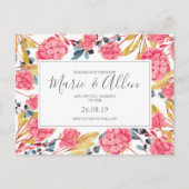 Helles Rosa Florals Save the Date Postkarte (Vorderseite)