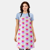 Helles Rosa Gelbes Blumen Apron Schürze (Getragen)