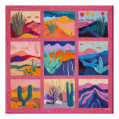 Helles, rosa Gerahmtes Wüstengitter - farbenfroh Poster (Vorderseite)