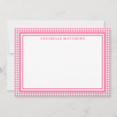 Helles Rosa-Gingham-Karo personalisiert Mitteilungskarte (Vorderseite)