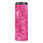 Helles rosa Glam Funkelnd Diamantmuster Thermosbecher (Rückseite)