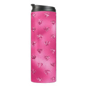 Helles rosa Glam Funkelnd Diamantmuster Thermosbecher (Nach rechts gedreht)