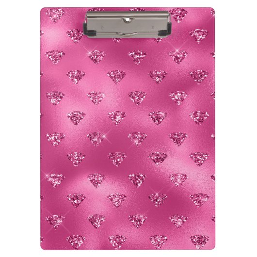 Helles Rosa Glam Funkelnde Diamanten Klemmbrett (Vorderseite)