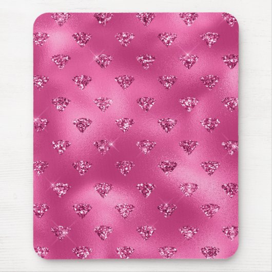 Helles Rosa Glam Funkelnde Diamanten Mousepad (Vorne)