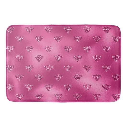 Helles Rosa Glamour Funkelnde Diamanten Muster Badematte (Vorderseite)
