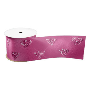 Helles Rosa Glamour Funkelnde Diamanten Muster Satinband