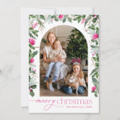 Helles Rosa & Grün Arch Frohe Weihnachten Foto (Vorderseite)