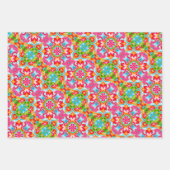 Helles rosa, grünes, blaues, orangefarbenes und we geschenkpapier set (Vorderseite)