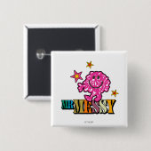 Helles Rosa Herr Messy | Funkelnde Sterne Button (Vorne & Hinten)