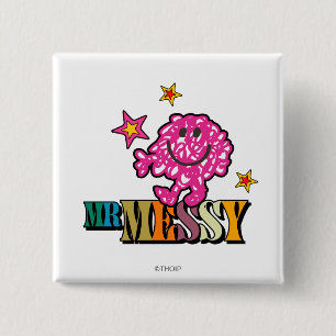 Helles Rosa Herr Messy Funkelnde Sterne Button