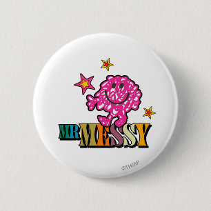 Helles Rosa Herr Messy Funkelnde Sterne Button