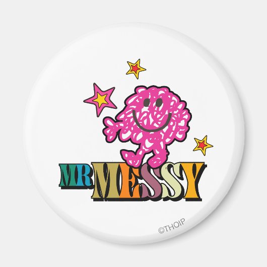 Helles Rosa Herr Messy | Funkelnde Sterne Magnet (Vorne)